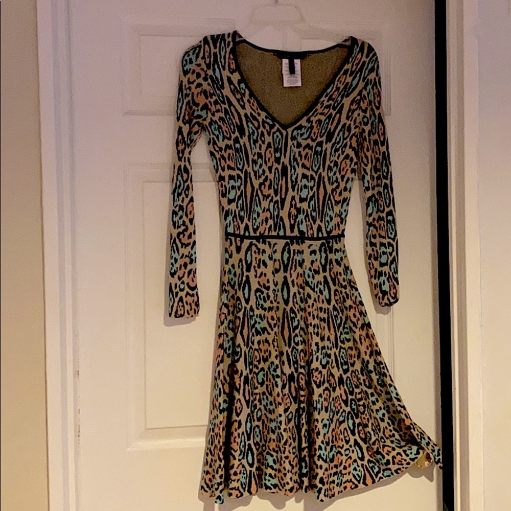 BCBGMaxAzria peach teal Black leopard print Sz XS